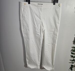 Talbots Signature Stretch Straight Cuffed Ankle White Pants